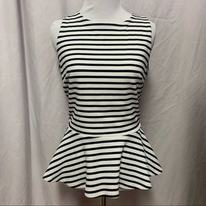 Black and White Striped Peplum Top